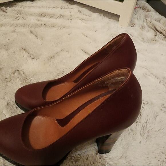 FENDI BLOCK HEEL BROWN LEATHER HEELS SIZE 37 6.5 - Picture 7 of 11